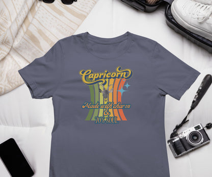 Capricorn Zodiac Retro T-Shirt – Made with Charm & 70’s Soul