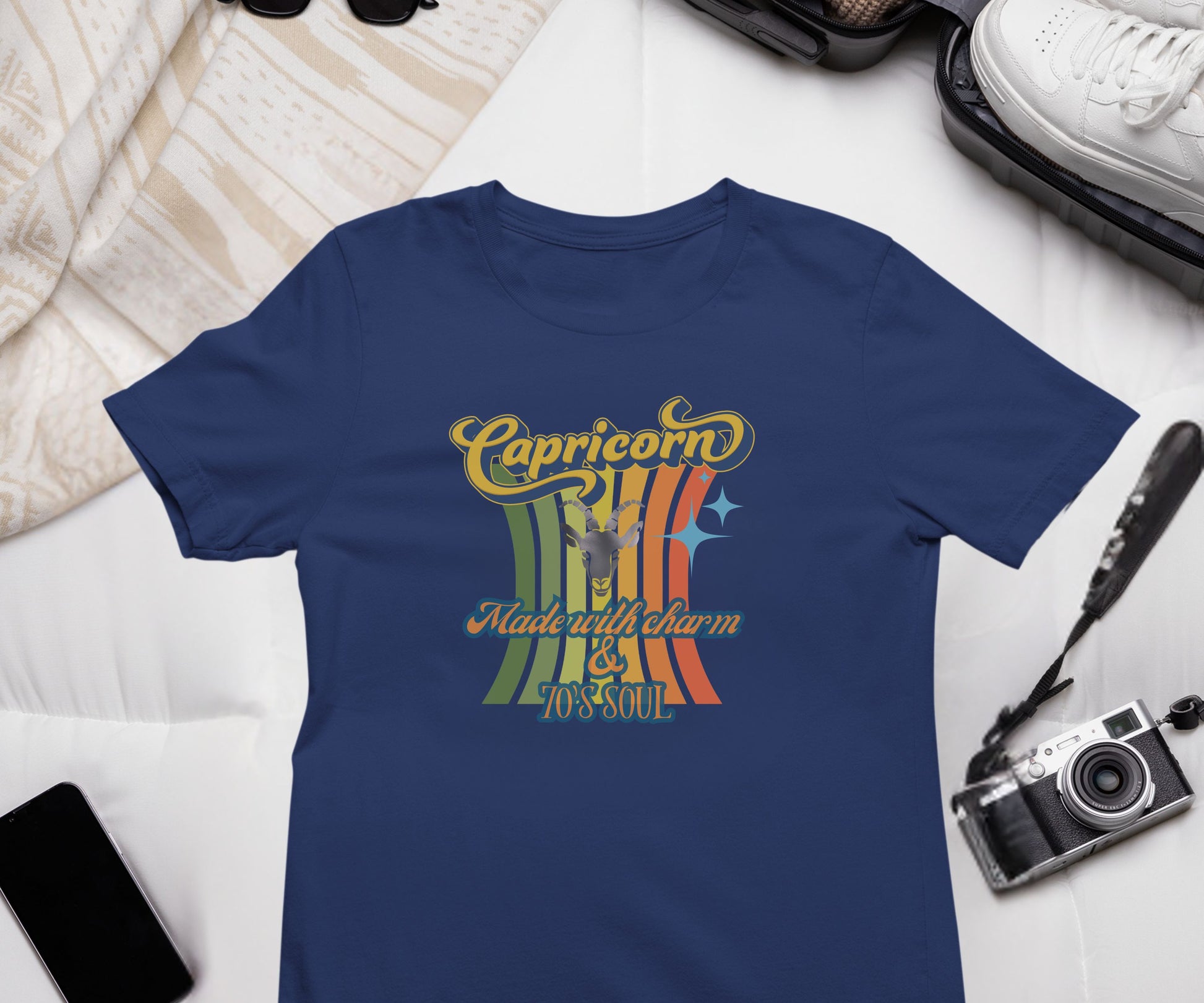 Capricorn Zodiac Retro T-Shirt – Made with Charm & 70’s Soul