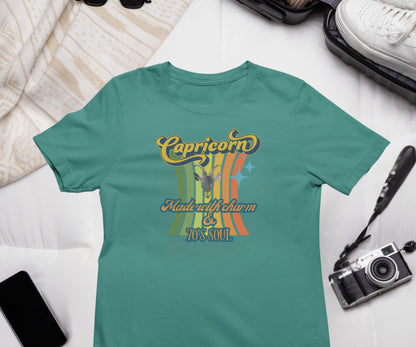 Capricorn Zodiac Retro T-Shirt – Made with Charm & 70’s Soul