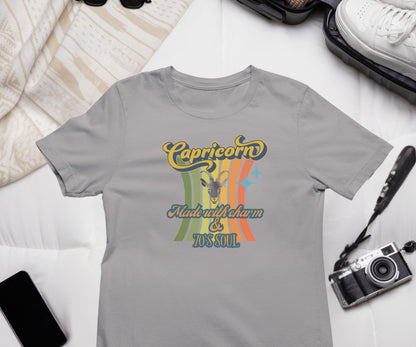 Capricorn Zodiac Retro T-Shirt – Made with Charm & 70’s Soul